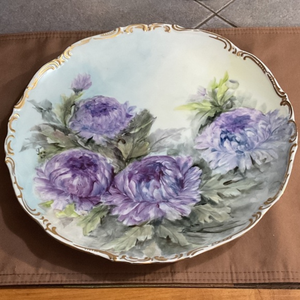 Floral Decorative Plate with Purple Flowers
